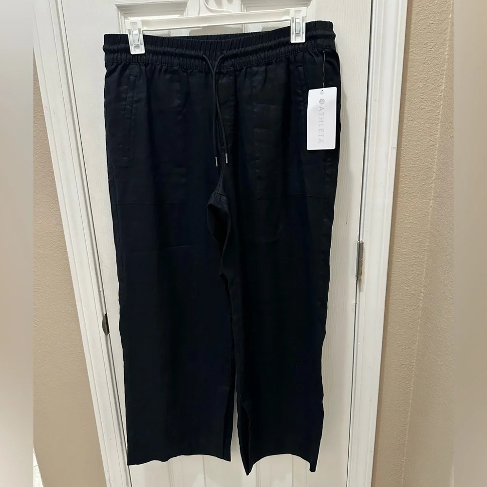 ATHLETA Retreat 100% Linen Wide Leg Pants size Large Petite - Picture 3 of 13